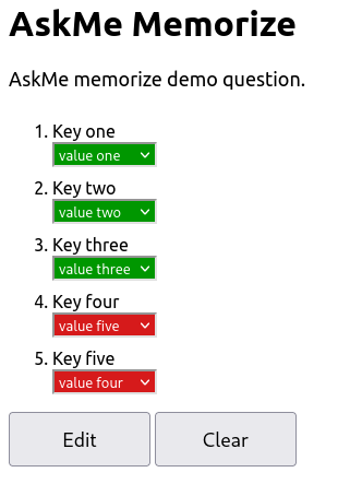 AskMe Web (Memorize), dropdown mode