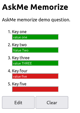 AskMe Web (Memorize), input mode