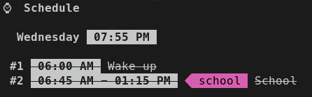 Rendered schedule